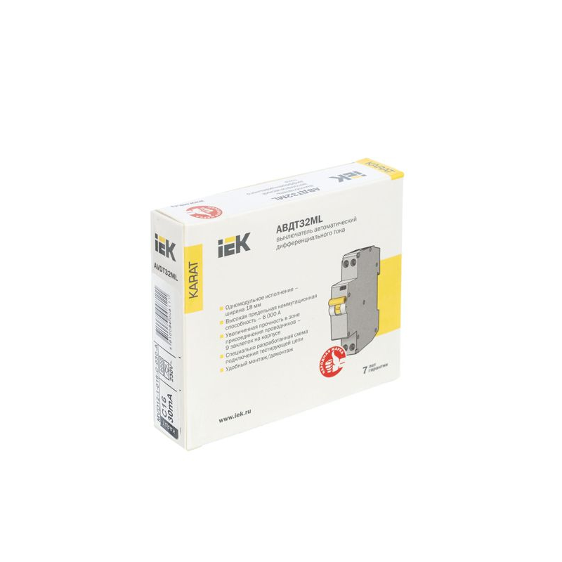 Выключатель автоматический дифференциального тока АВДТ32ML тип A С16 30мА KARAT IEK