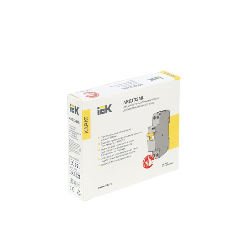 Выключатель автоматический дифференциального тока АВДТ32ML тип A С25 30мА KARAT IEK