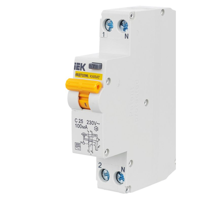 Выключатель автоматический дифференциального тока АВДТ32МL C25 100мА KARAT IEK