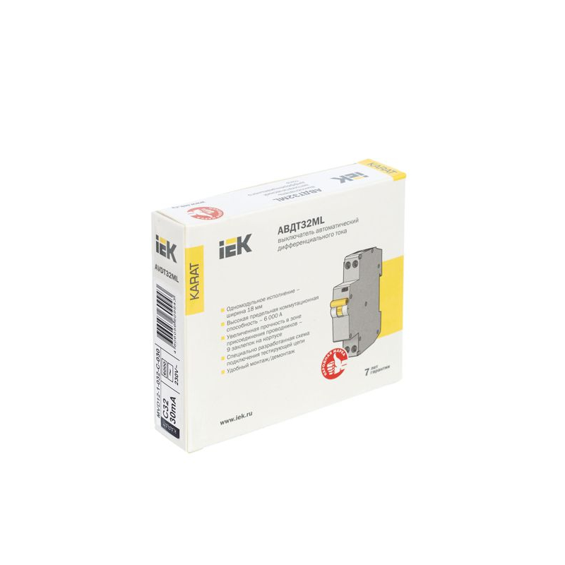 Выключатель автоматический дифференциального тока АВДТ32МL C32 30мА KARAT IEK