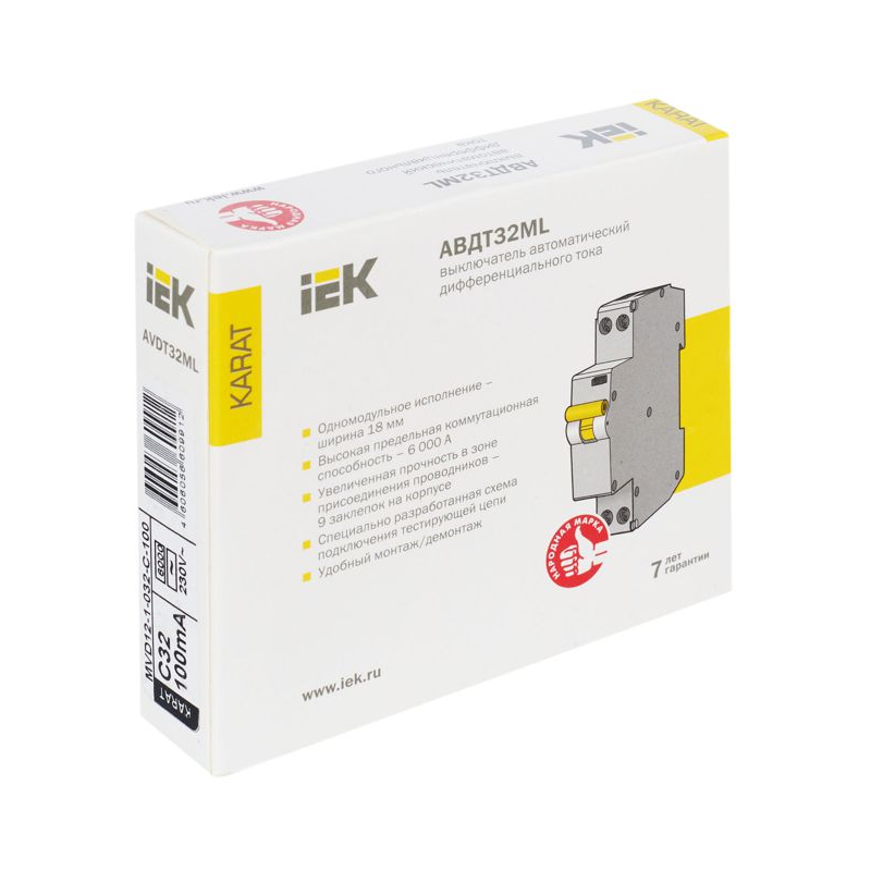 Выключатель автоматический дифференциального тока АВДТ32МL C32 100мА KARAT IEK