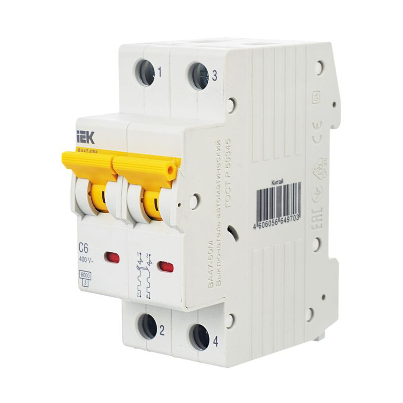 KARAT Автоматический выключатель ВА47-60M 2P C 6А 6кА IEK