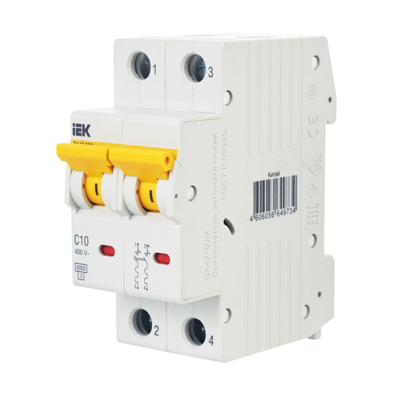 KARAT Автоматический выключатель ВА47-60M 2P C 10А 6кА IEK