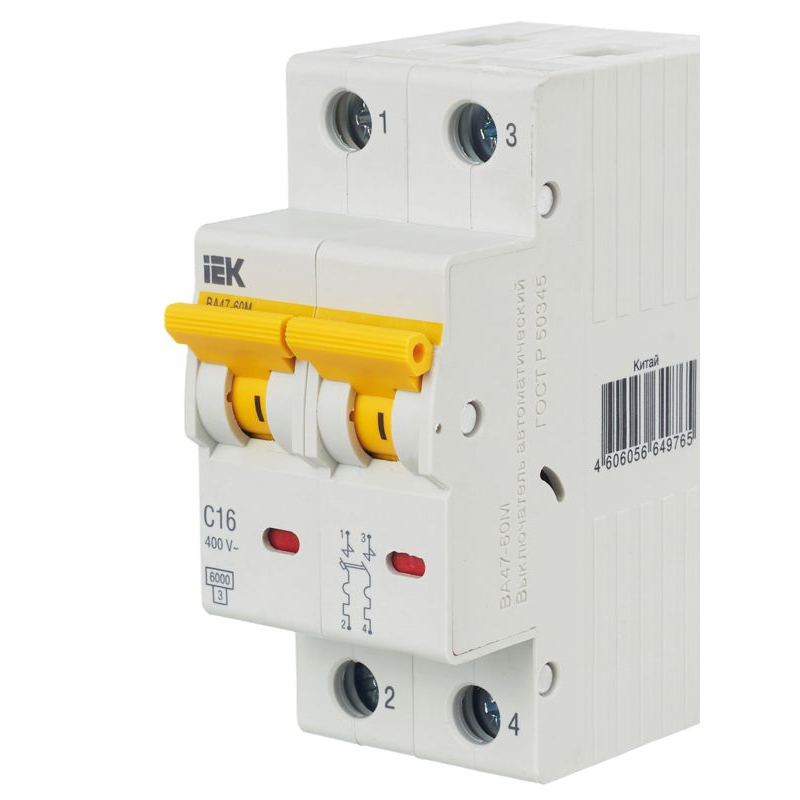 KARAT Автоматический выключатель ВА47-60M 2P C 16А 6кА IEK