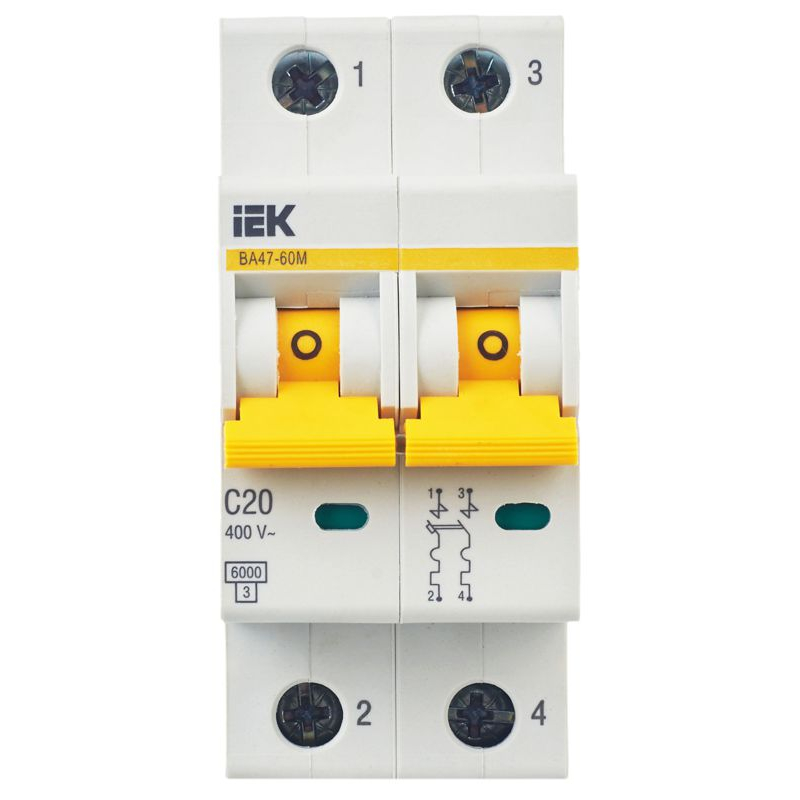 KARAT Автоматический выключатель ВА47-60M 2P C 20А 6кА IEK
