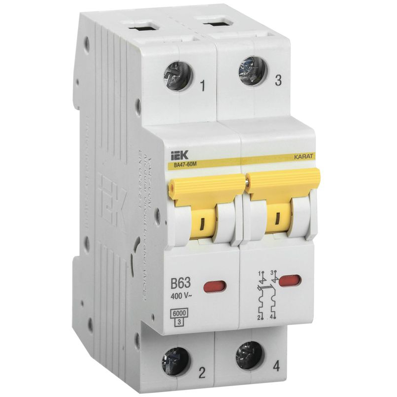 KARAT Автоматический выключатель ВА47-60M 2P D 32А 6кА IEK