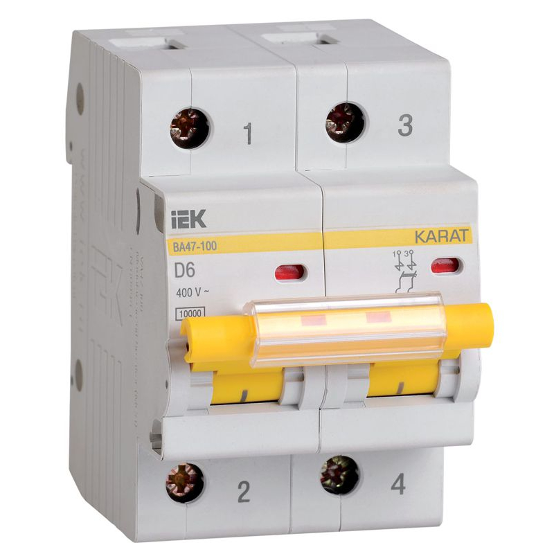 KARAT Автоматический выключатель ВА47-100 2P D 6А 10кА IEK