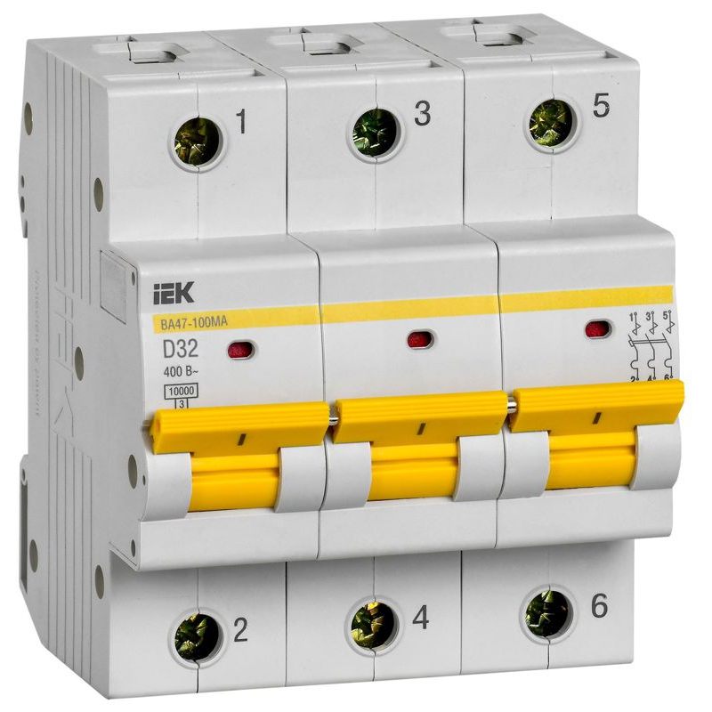 Автоматический выключатель ВА47-100МА без теплового расцепителя 3P 32А 10кА D IEK