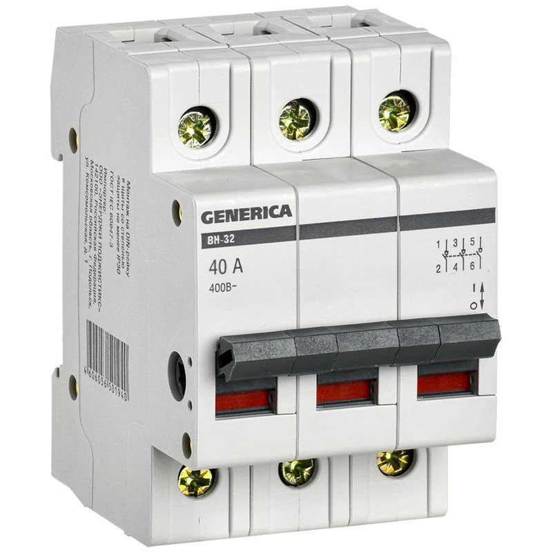 Выключатель нагрузки (мини-рубильник) ВН-32 3Р 40А GENERICA