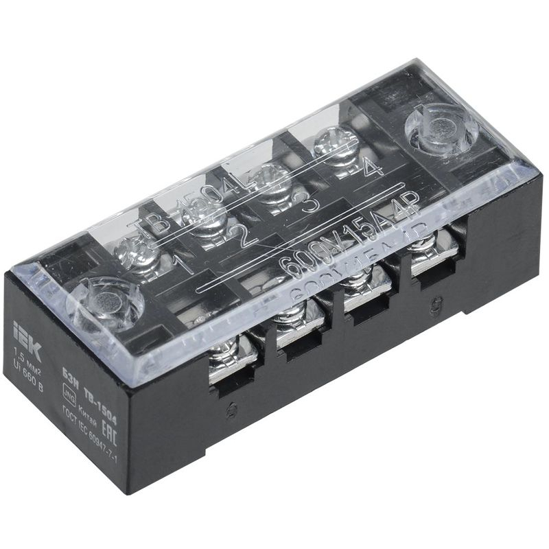Блок зажимов наборный БЗН ТВ-1504 1,5мм2 15А 4 пары IEK