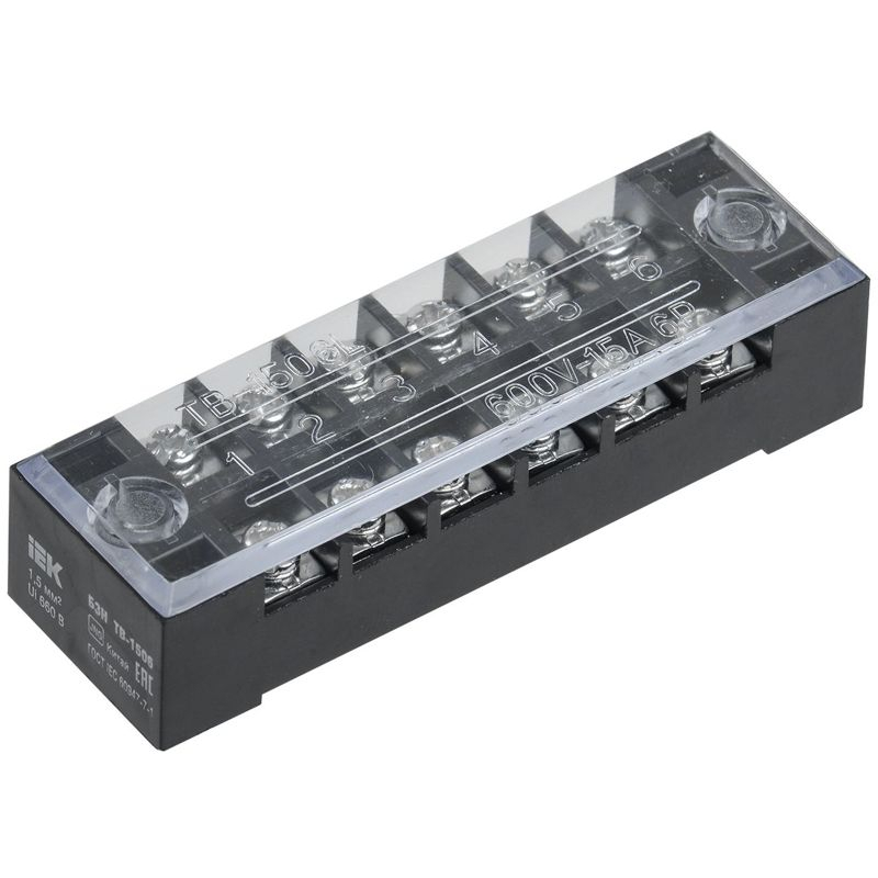 Блок зажимов наборный БЗН ТВ-1506 1,5мм2 15А 6 пар IEK