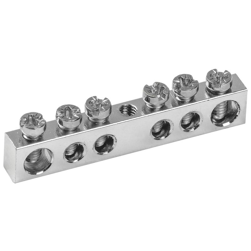 Шина PEN земля-ноль 6х9мм 6/1 с никелевым покрытием (6групп/крепеж по центру) IEK