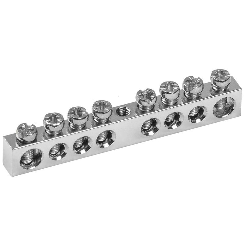 Шина PEN земля-ноль 6х9мм 8/1 с никелевым покрытием (8групп/крепеж по центру) IEK