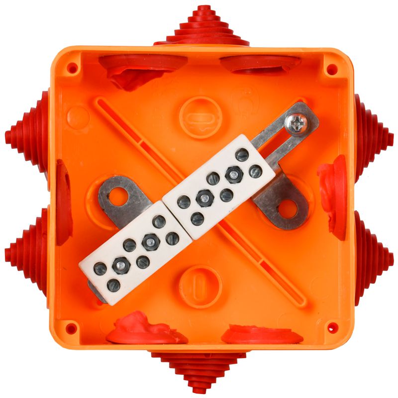 Коробка распаячная огнестойкая ПС безгалогенная (HF) 100х100х50мм 6P 4мм2 IP55 6 вводов IEK