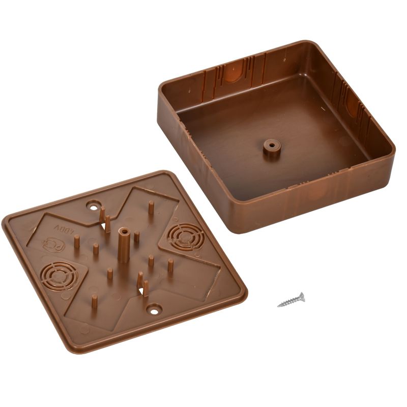 Коробка распаячная КМ41218-05 для открытой проводки безгалогенная (HF) 100х100х29мм дуб IEK