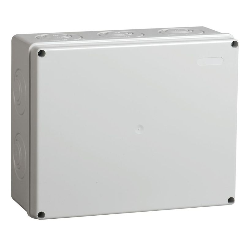 Коробка распаячная КМ41272 для открытой проводки безгалогенная (HF) 240х195х90мм IP55 5 вводов серая IEK