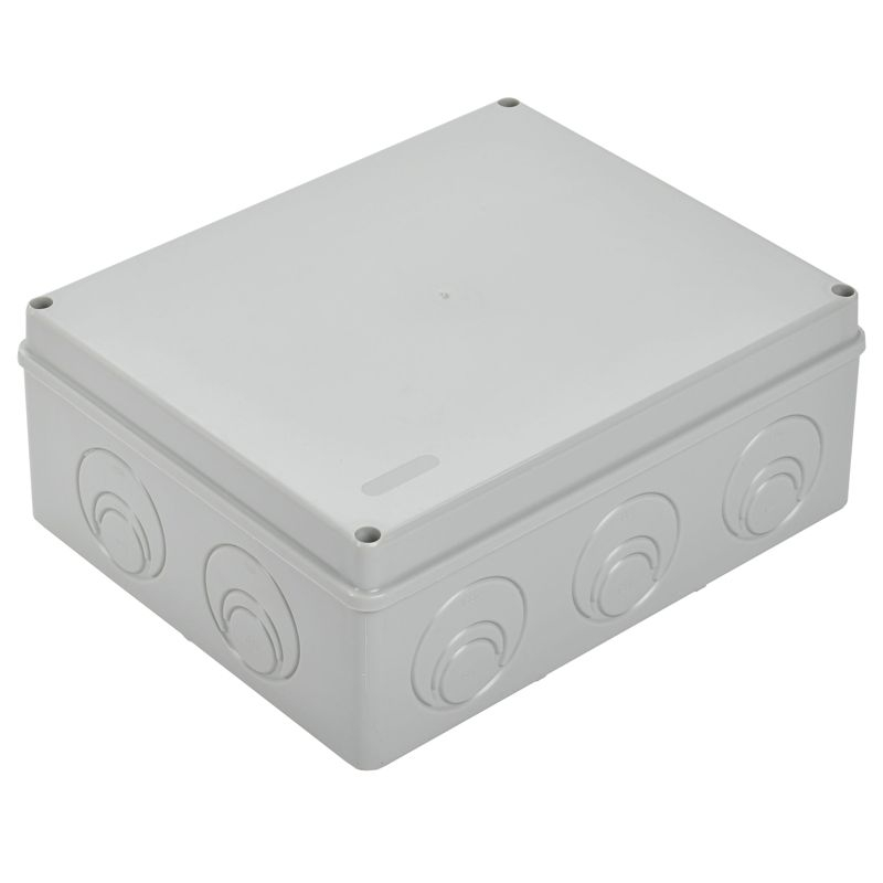 Коробка распаячная КМ41272 для открытой проводки безгалогенная (HF) 240х195х90мм IP55 5 вводов серая IEK