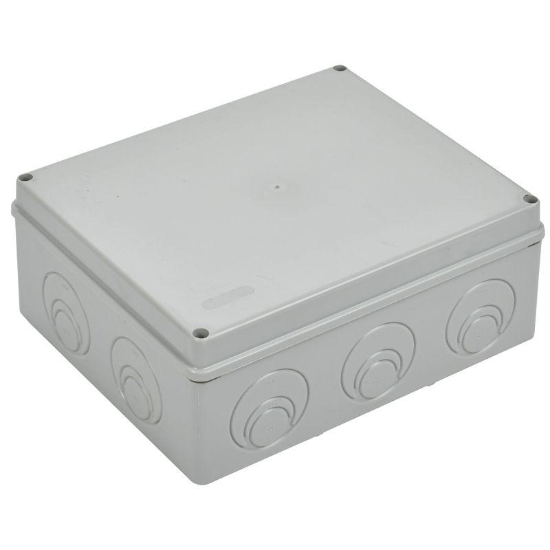 Коробка распаячная КМ41342 для открытой проводки безгалогенная (HF) 240х195х90мм с монтажной платой IP55 5 вводов серая IEK