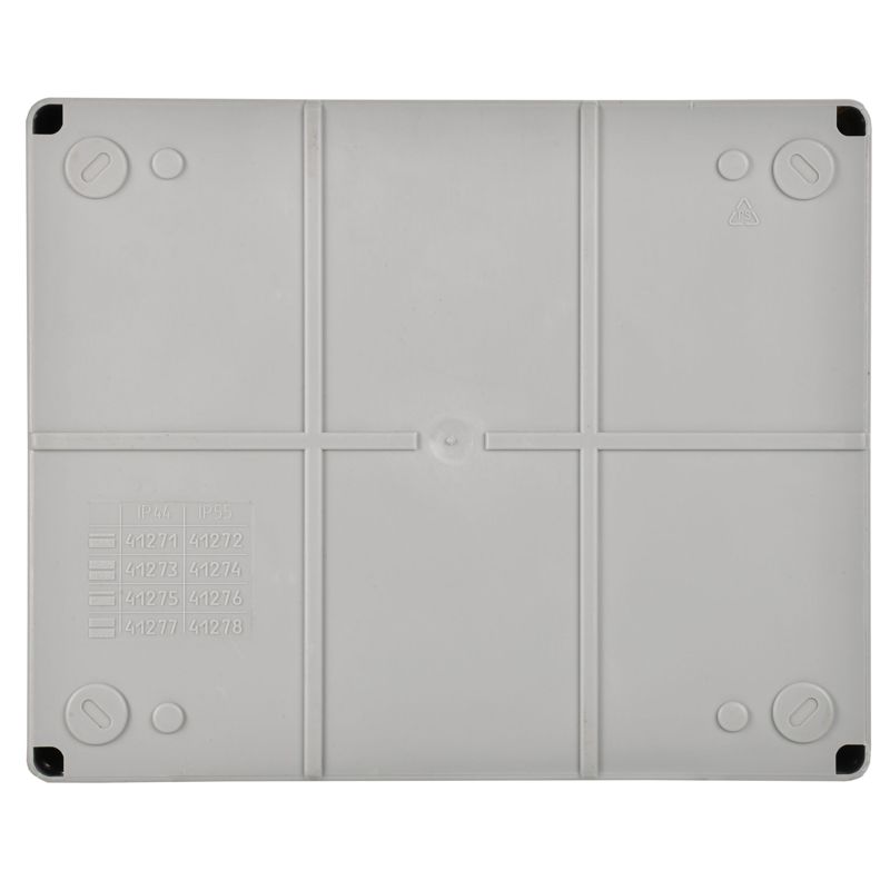 Коробка распаячная КМ41346 для открытой проводки безгалогенная (HF) 240х195х90мм с монтажной платой с прозрачной крышкой IP55 5 вводов серая IEK