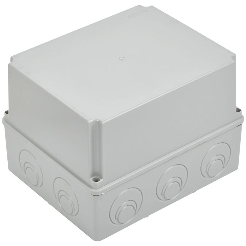 Коробка распаячная КМ41274 для открытой проводки безгалогенная (HF) 240х195х165мм IP55 5 вводов серая IEK