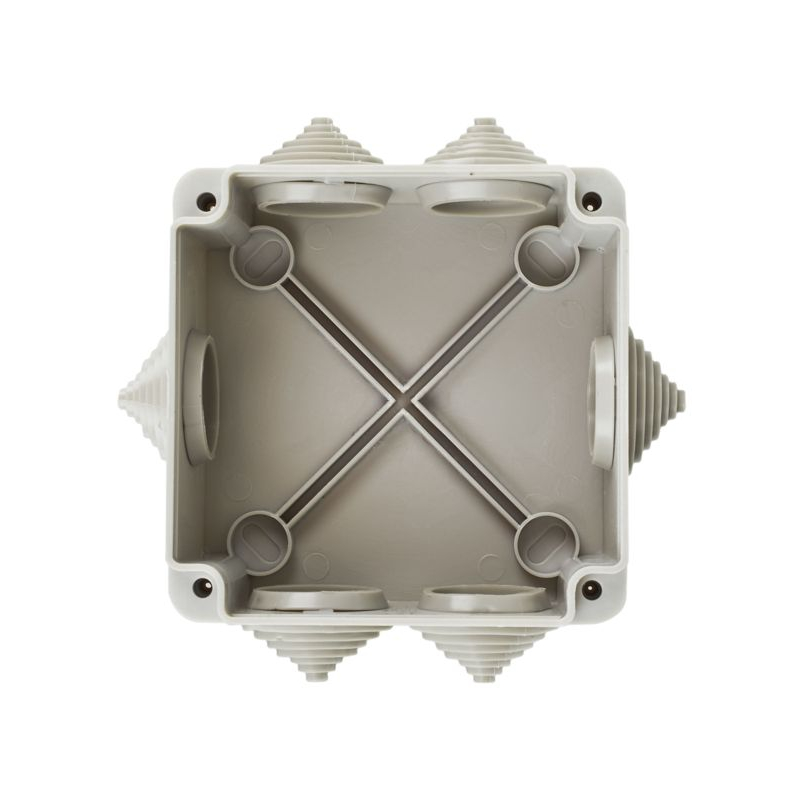 Коробка распаячная КМ для открытой проводки безгалогенная (HF) 100х100х45мм IP44 6 вводов серая IEK