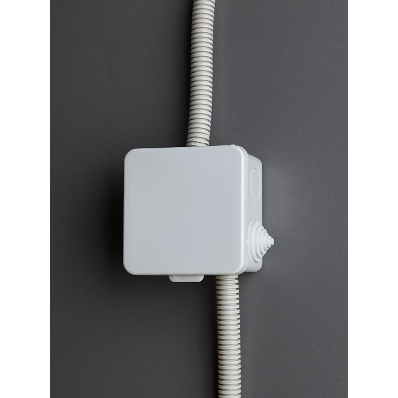 Коробка распаячная КМ41238 для открытой проводки безгалогенная (HF) 80х80х50мм с откидной крышкой IP54 7 гермовводов серая IEK