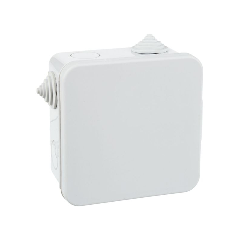 Коробка распаячная КМ41256 для открытой проводки безгалогенная (HF) 100х100х50мм с откидной крышкой IP54 8 гермовводов серая IEK