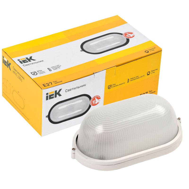 Светильник НПП1201 овал 100Вт IP54 белый IEK