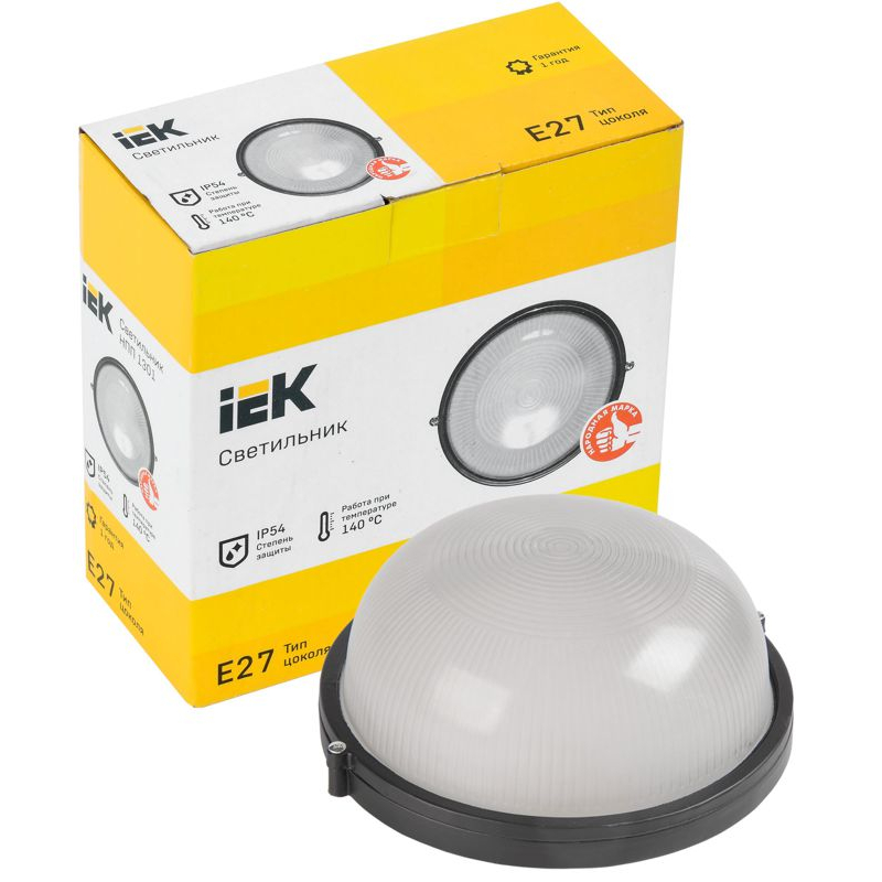 Светильник НПП1301 круг 60Вт IP54 черный IEK