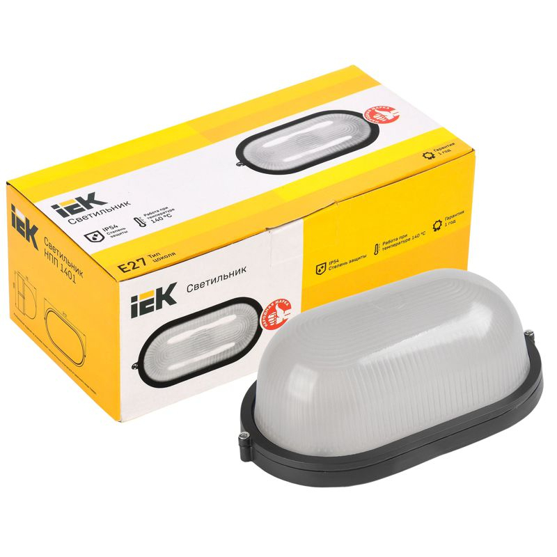 Светильник НПП1401 овал 60Вт IP54 черный IEK