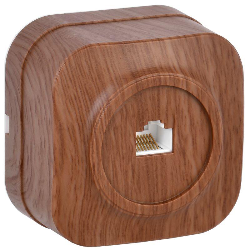 GLORY Розетка для открытой установки компьютерная RJ45 кат.5E РК10-ХД дуб IEK