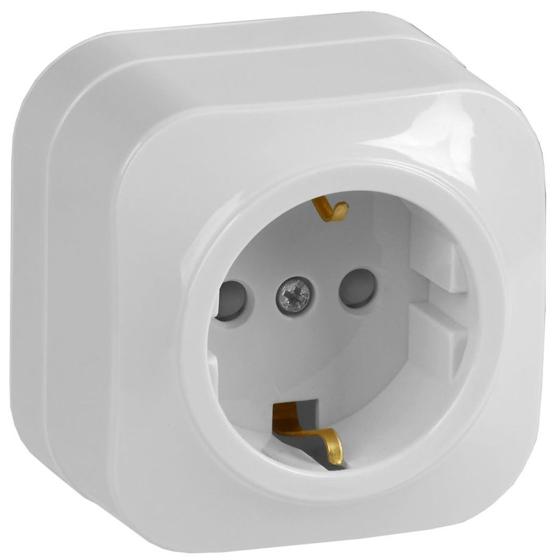 GLORY Розетка 1-местная для открытой установки с заземлением с защитными шторками 16А РСш20-3-ХБ белый IEK