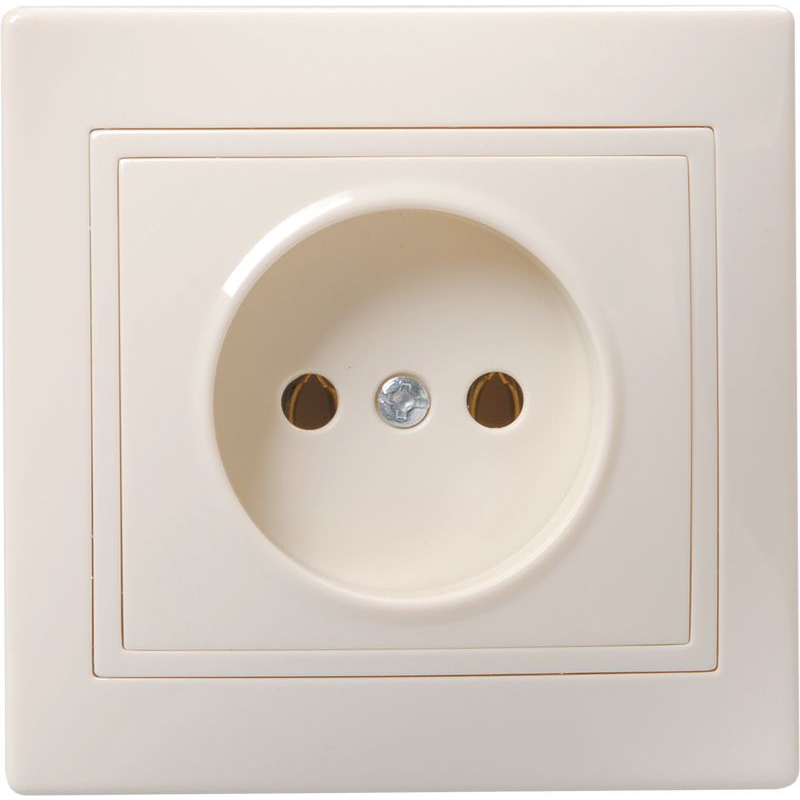 KVARTA Розетка 1-местная без заземления без защитных шторок 10А кер. РС10-2-Км кремовый GENERICA