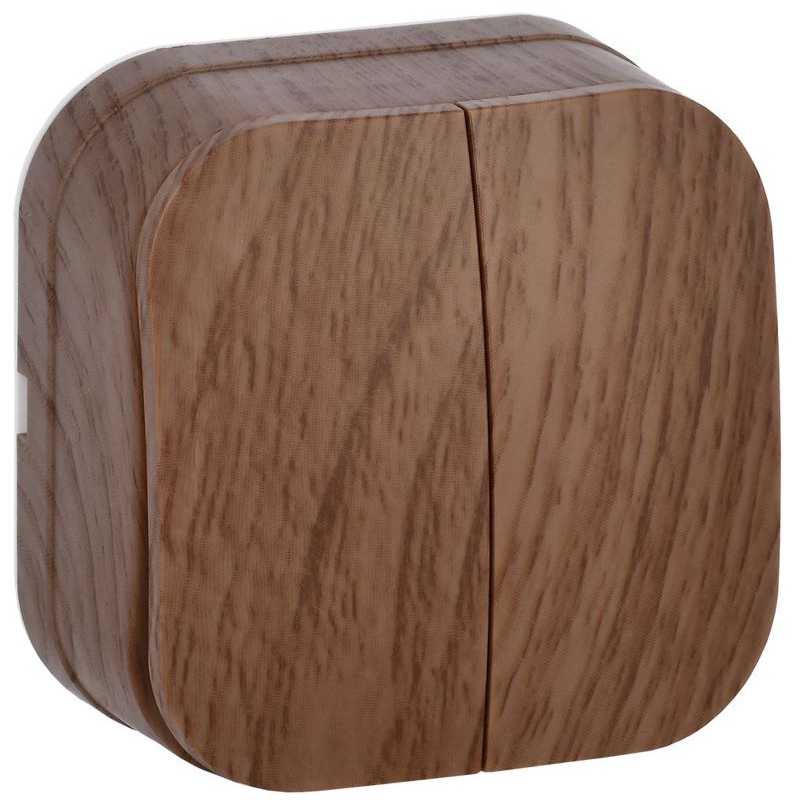 GLORY Выключатель 2-клавишный для открытой установки 10А ВС20-2-0-ХД дуб IEK