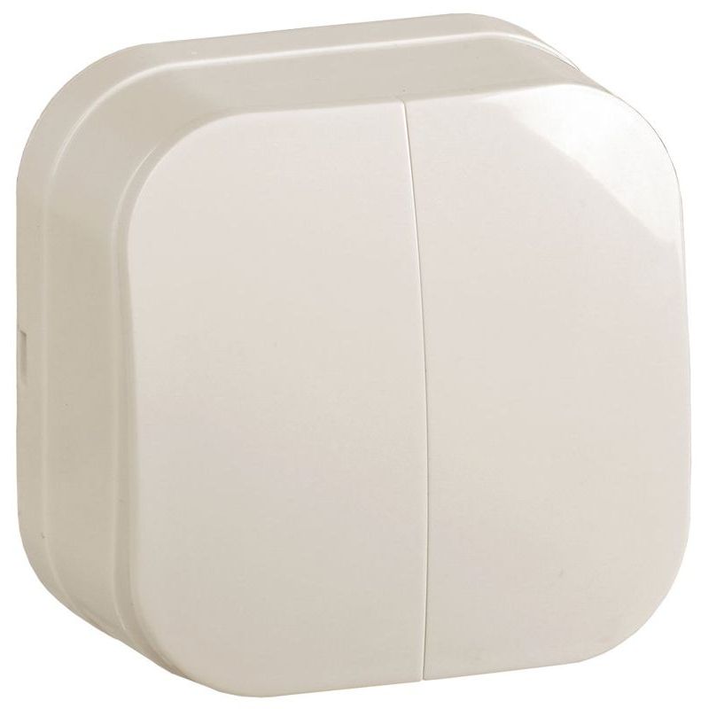 GLORY Выключатель 2-клавишный для открытой установки 10А ВС20-2-0-ХК кремовый IEK