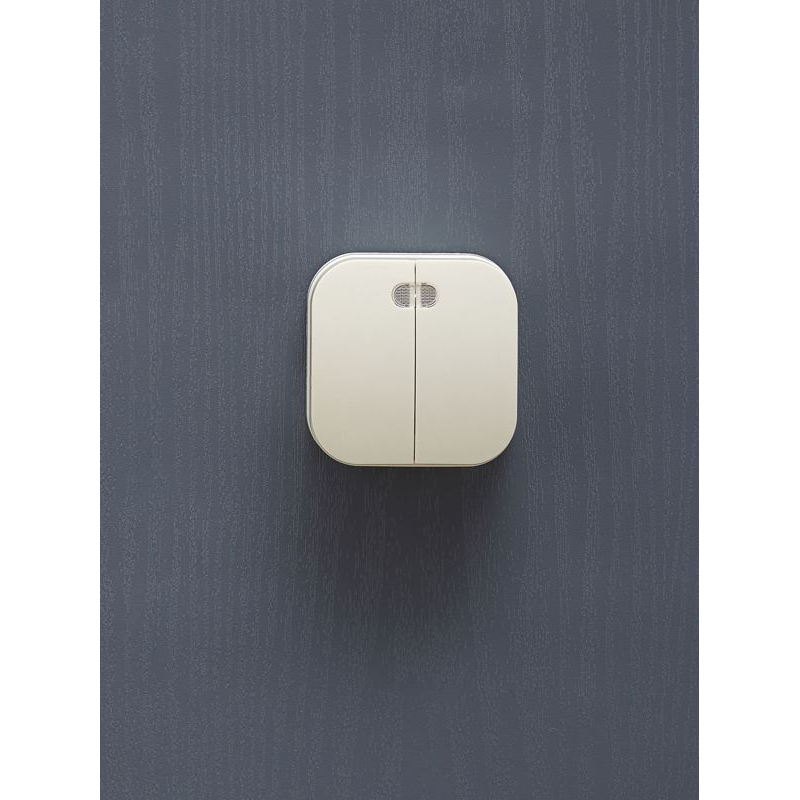 GLORY Выключатель 2-клавишный для открытой установки с индикацией 10А ВС20-2-1-ХК кремовый IEK