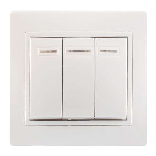 KVARTA Выключатель 3-клавишный с индикацией ВС10-3-1-КБ белый IEK