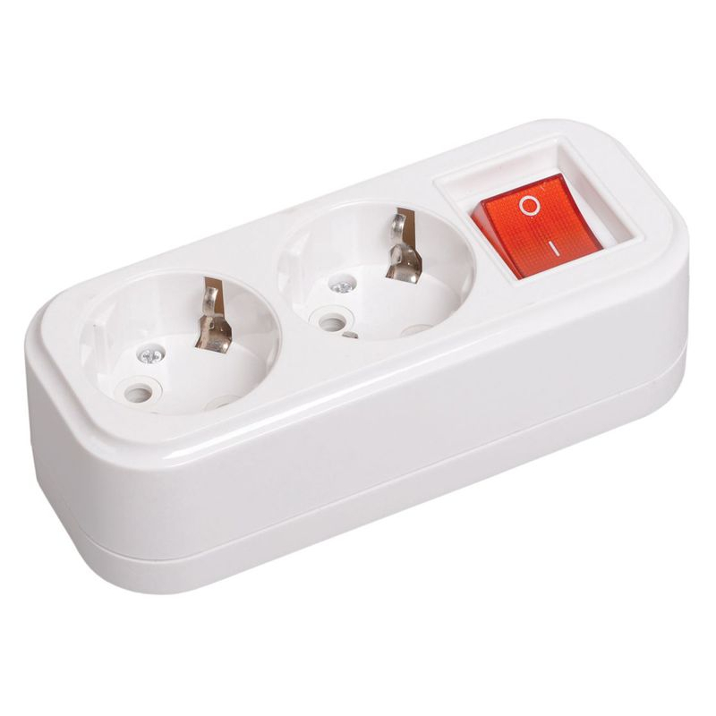 Розетка переносная разборная с заземлением с выключателем К02В 2 места CLASSIC IEK