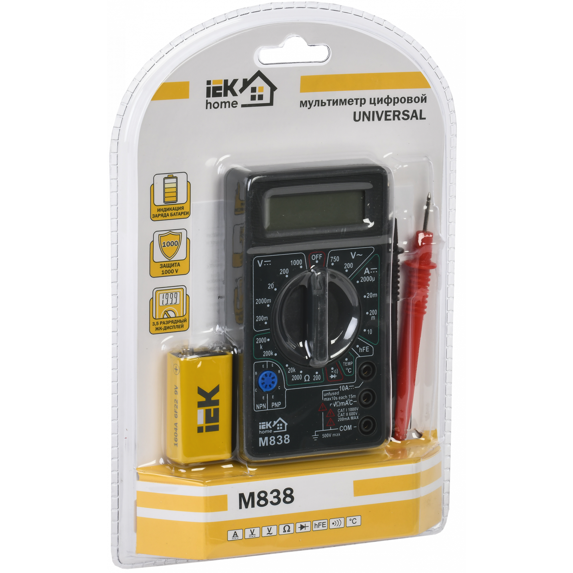 Мультиметр цифровой Universal M838 IEK серия Home