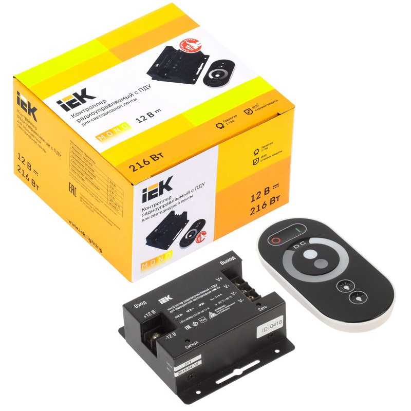 Контроллер с ПДУ радио MONO 3 канала 12В 6А 216Вт черный IEK