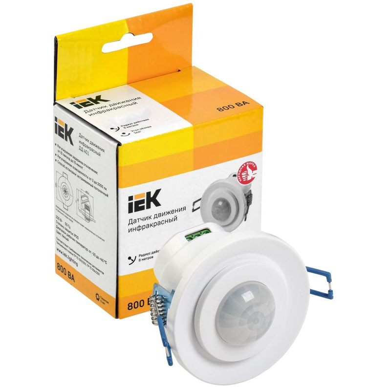 Датчик движения ДД-401 800Вт 360град 8м IP20 белый IEK