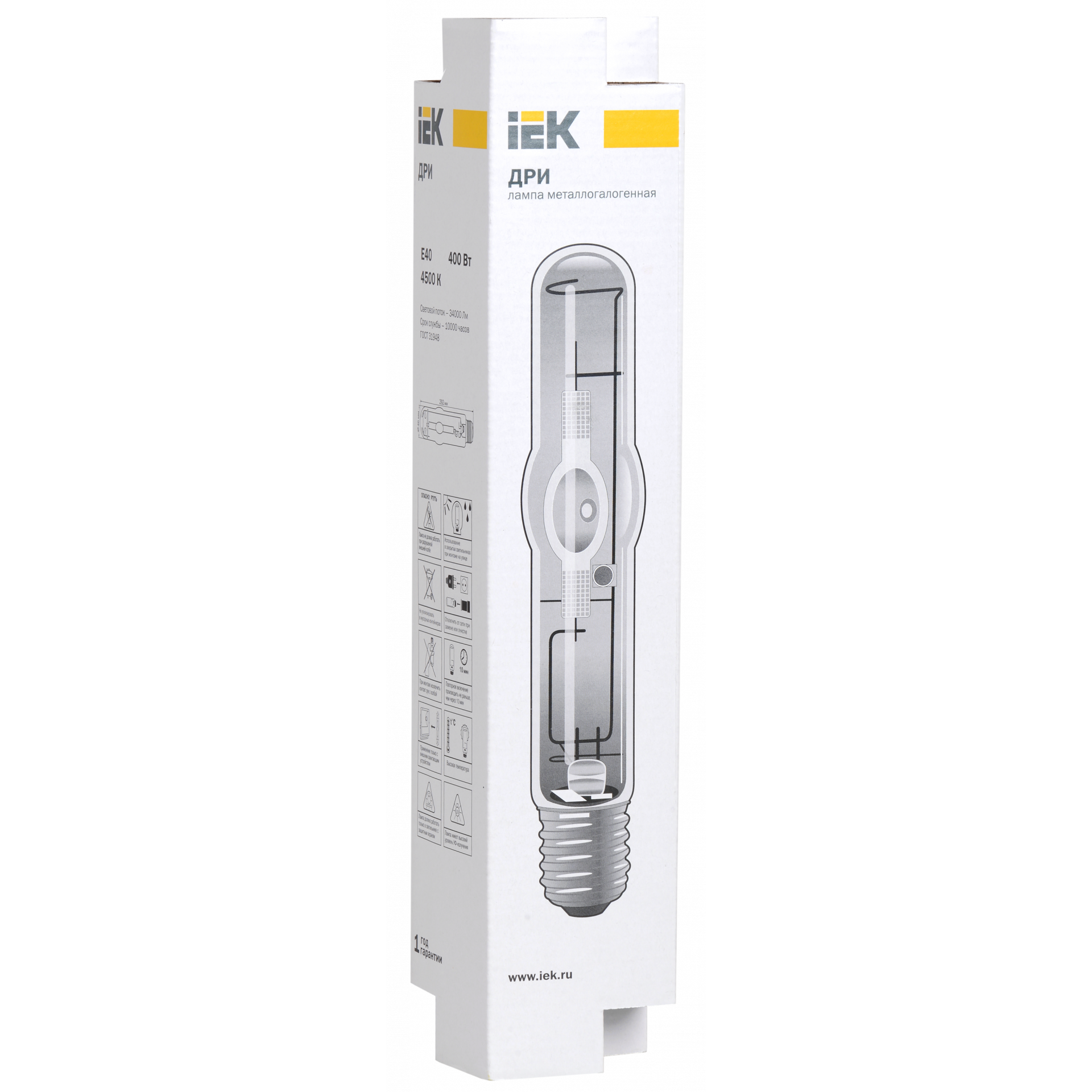 Лампа металлогалогенная ДРИ 400Вт 4500К Е40 HPI-T+ IEK