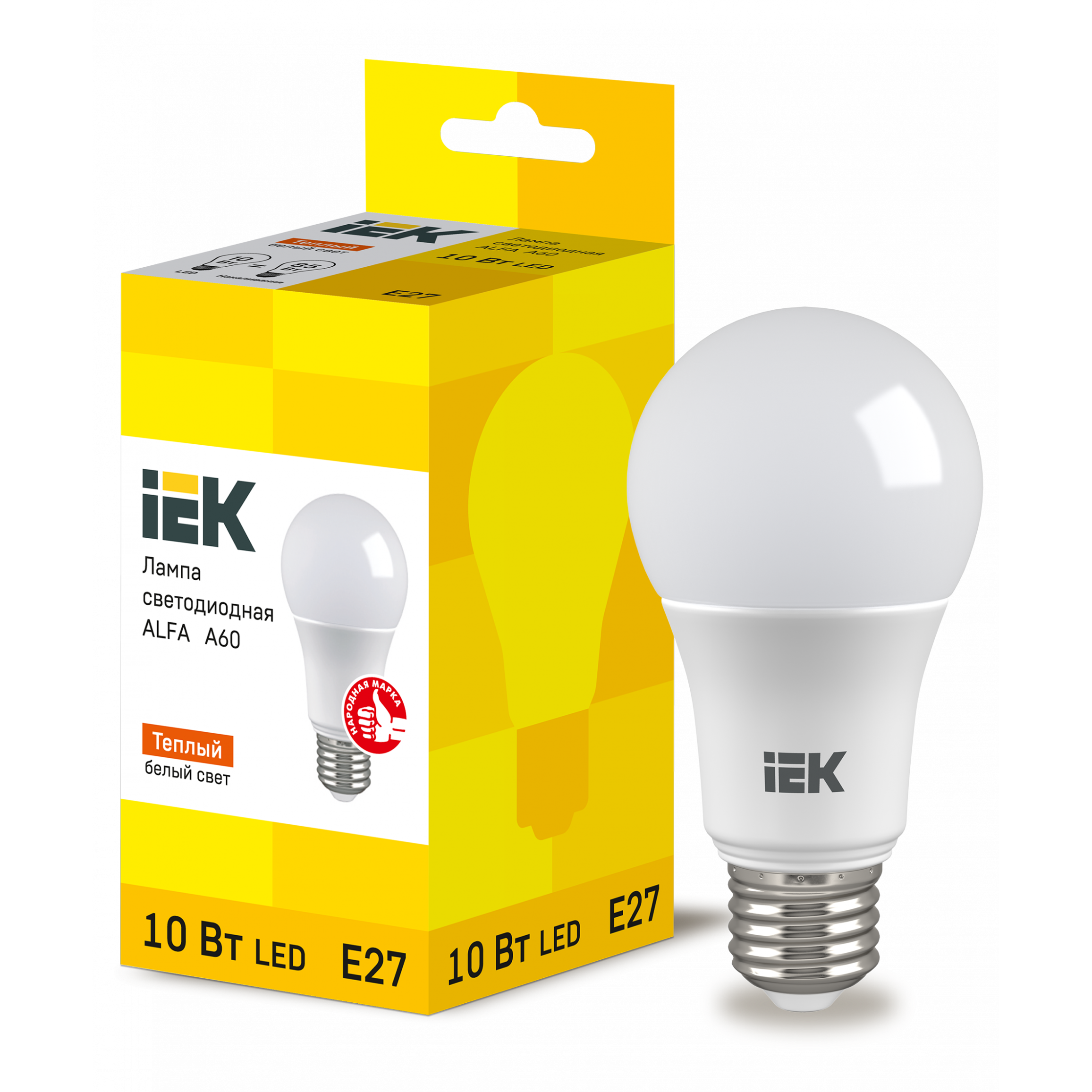 Лампа светодиодная ALFA A60 груша 10Вт 230В 3000К E27 IEK