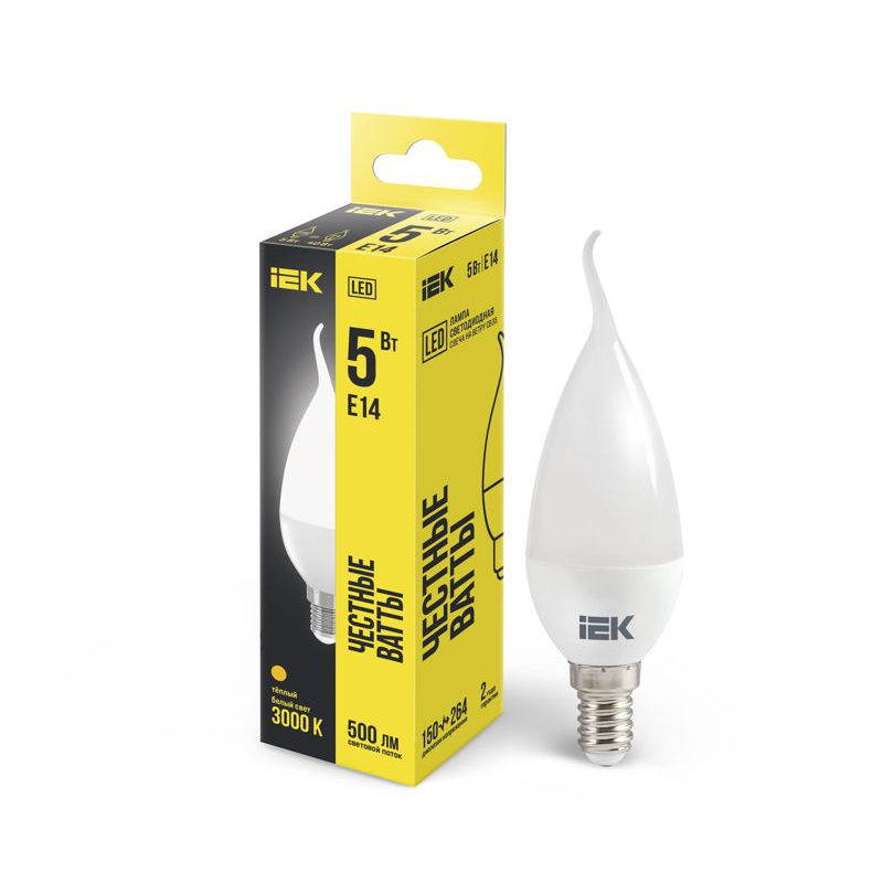 Лампа светодиодная CB35 свеча на ветру 5Вт 230В 3000К E14 IEK