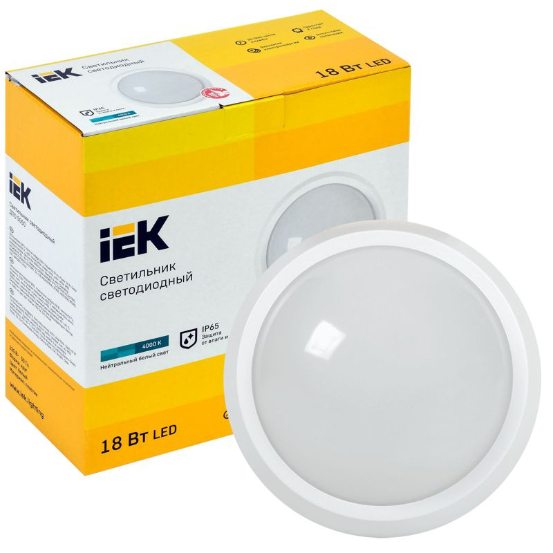Светильник светодиодный ДПО 5050 18Вт 4000К IP65 круг белый IEK