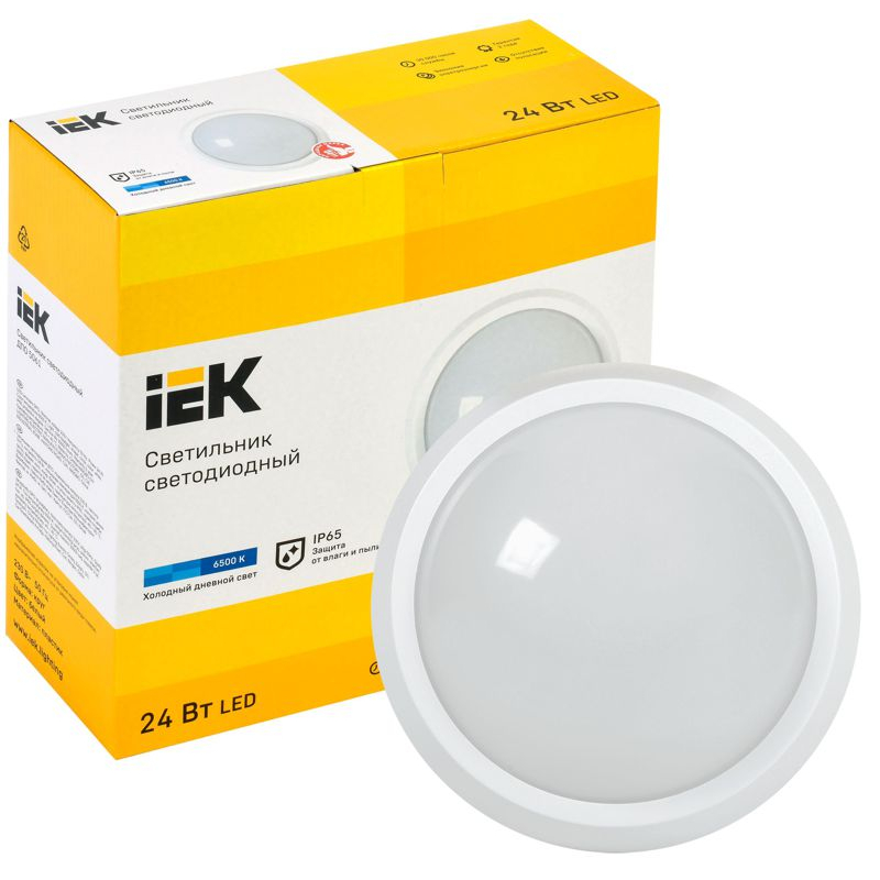 Светильник светодиодный ДПО 5051 18Вт 6500К IP65 круг белый IEK