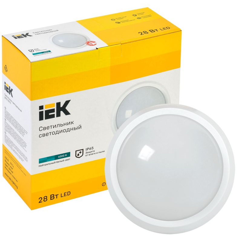 Светильник светодиодный ДПО 5070 28Вт 4000К IP65 круг белый IEK