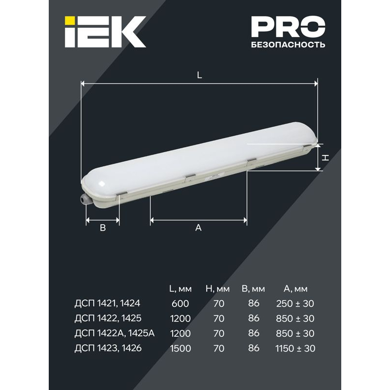 PRO Светильник ДСП 1425 40Вт 4000К IP65 1200мм IEK