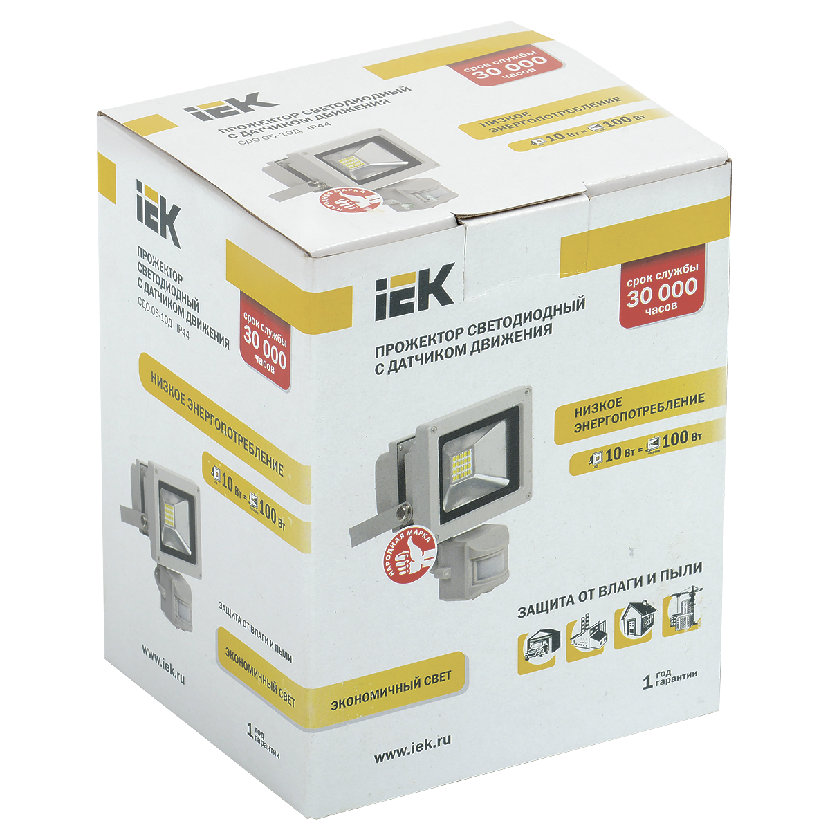 Прожектор светодиодный СДО 05-10Д (детектор) SMD IP44 серый IEK Прожектор светодиодный СДО 05-10Д (детектор) SMD IP44 серый IEK