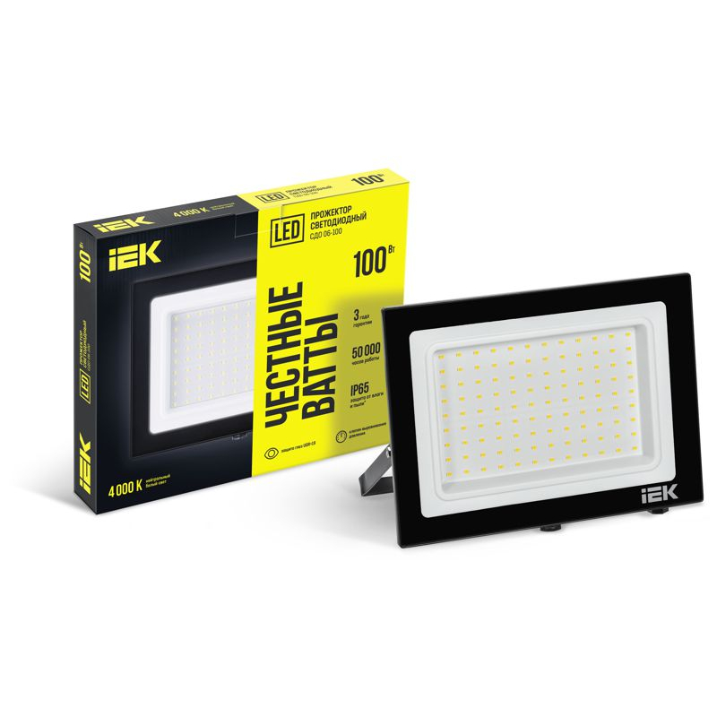 Прожектор светодиодный СДО 06-100 IP65 4000К черный IEK